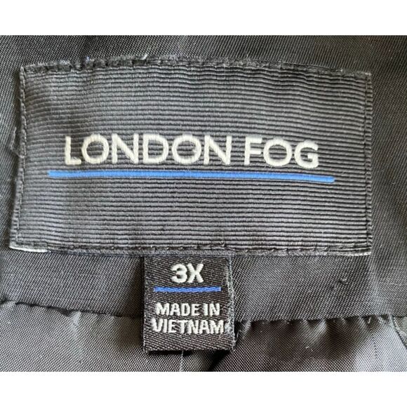 London Fog Lined Black Women's 3X Trench Rain Coat Hooded Silver Clasp Closer - Picture 10 of 12